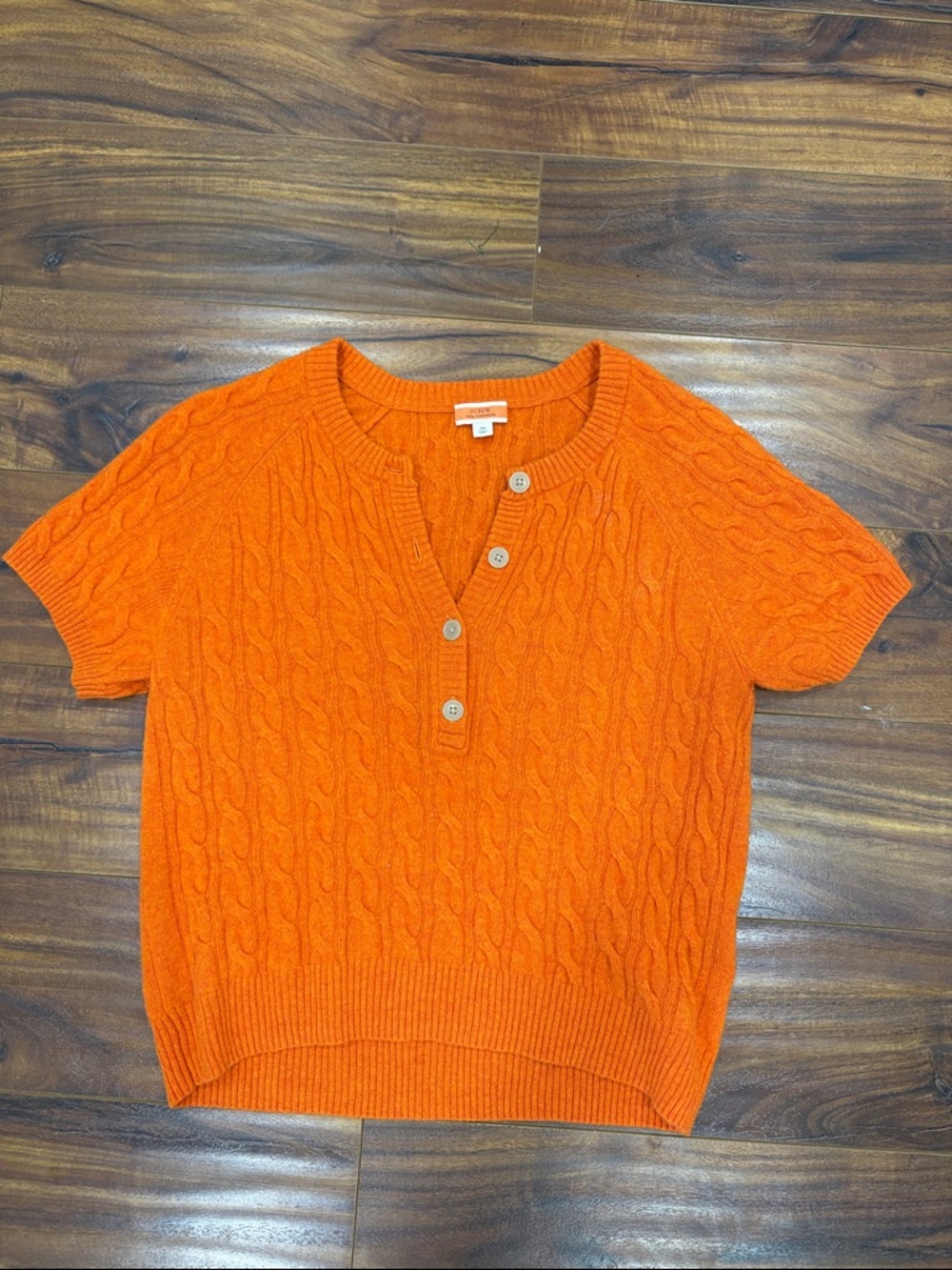 J. Crew Bright Orange Cable-Knit Cashmere Sweater